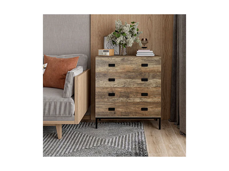 Commode 4 tiroirs JACKSON effet bois de manguier