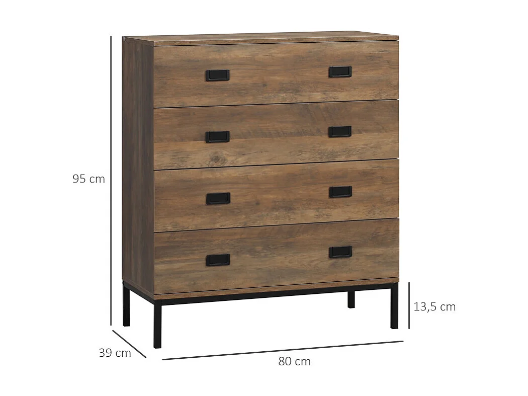 Commode 4 tiroirs JACKSON effet bois de manguier