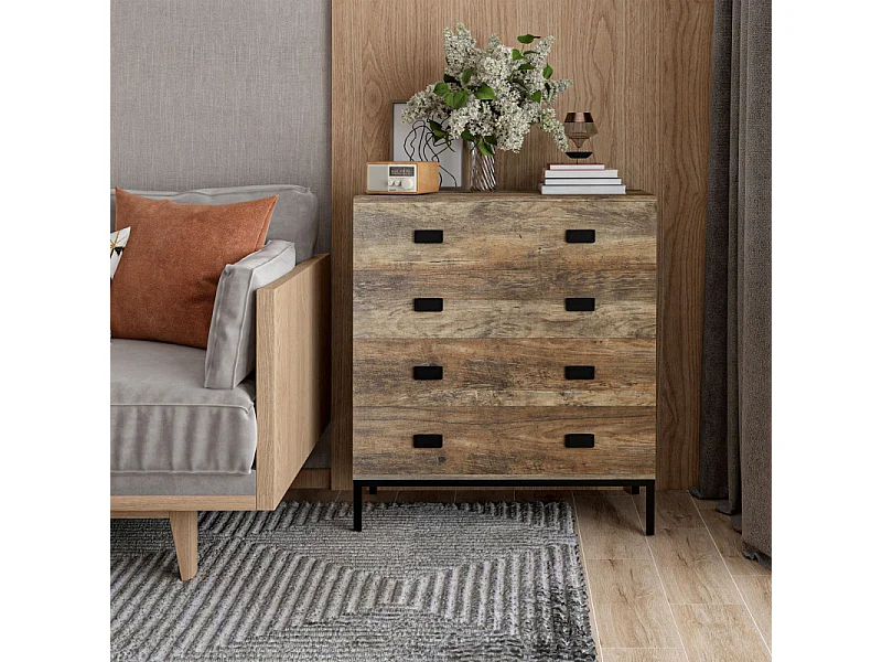 Commode 4 tiroirs JACKSON effet bois de manguier