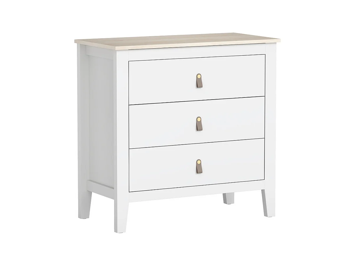 Commode 3 tiroirs LIAM effet bois blanc