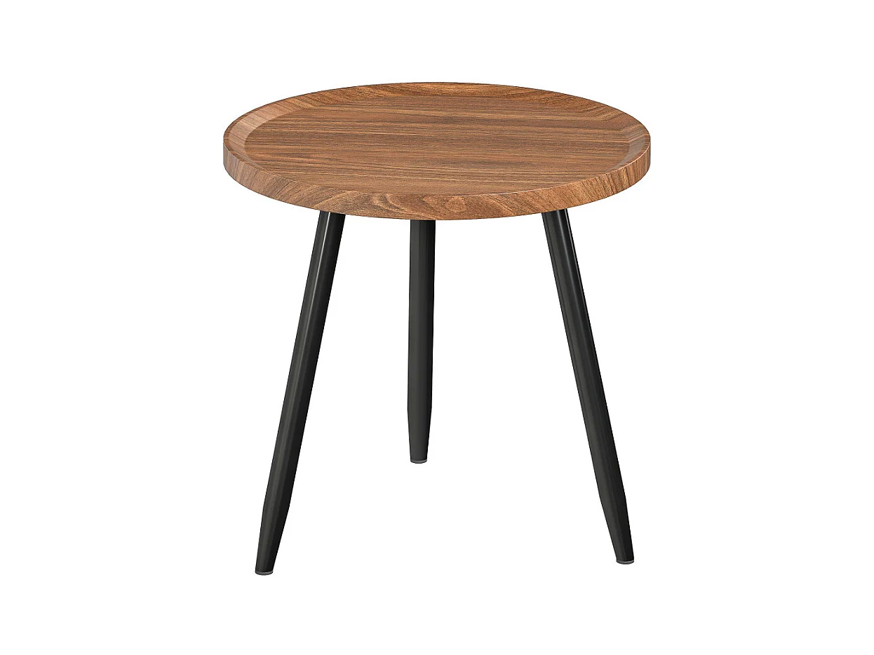 Table basse ronde SIENNA effet bois de noyer et noire