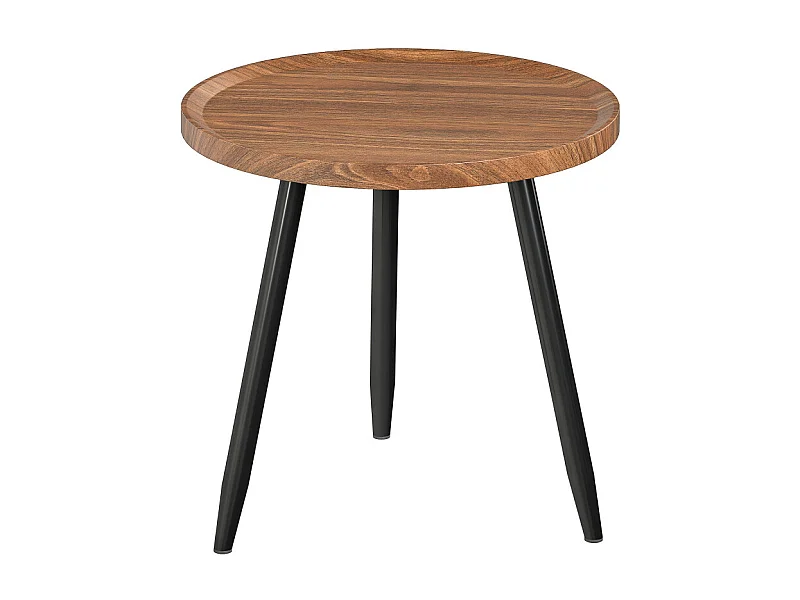 Table basse ronde SIENNA effet bois de noyer et noire