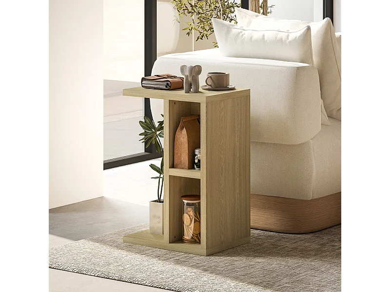 Bout de canapé table d’appoint KENZA aspect chêne clair