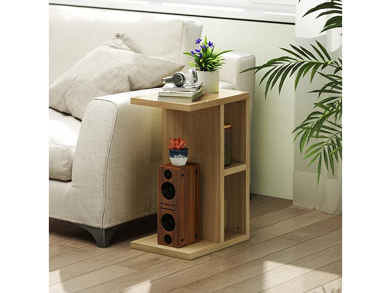 Bout de canapé table d’appoint KENZA aspect chêne clair