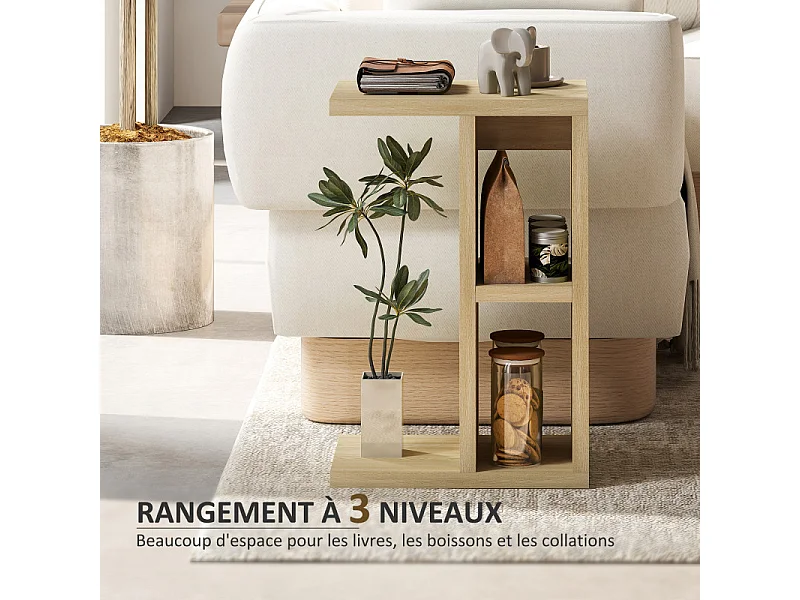 Bout de canapé table d’appoint KENZA aspect chêne clair