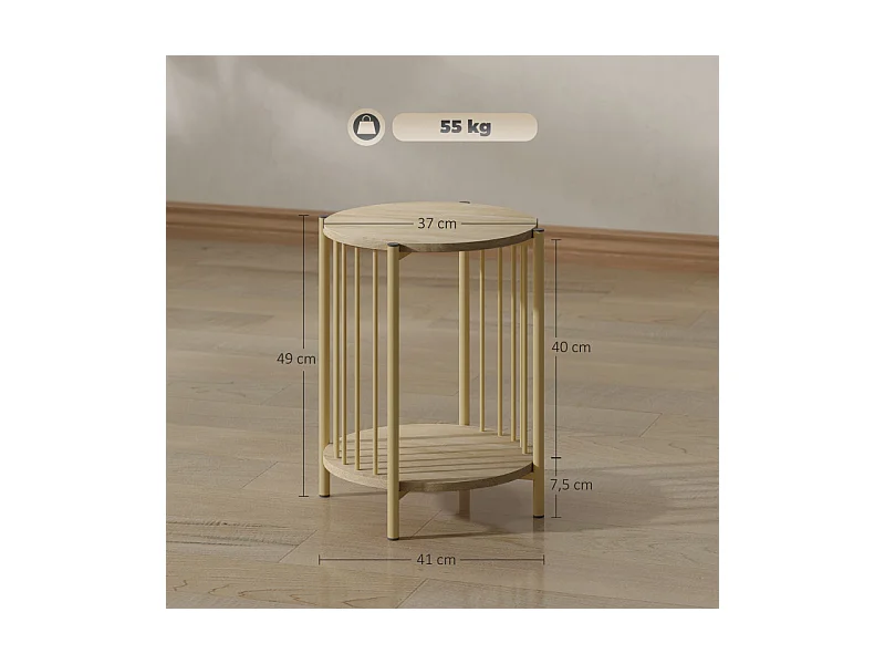 Table basse d'appoint design YARA effet bois naturel et or