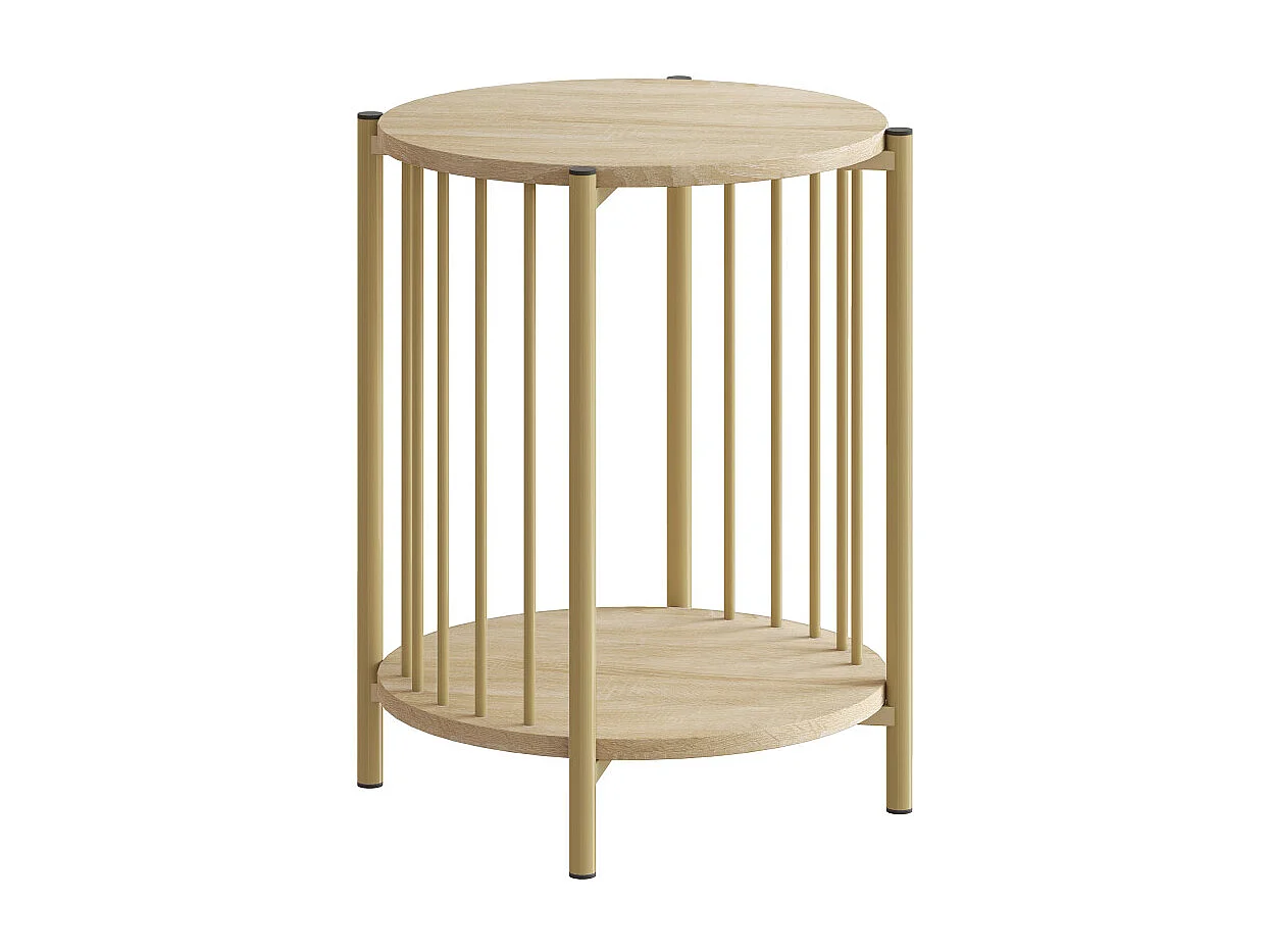 Table basse d'appoint design YARA effet bois naturel et or