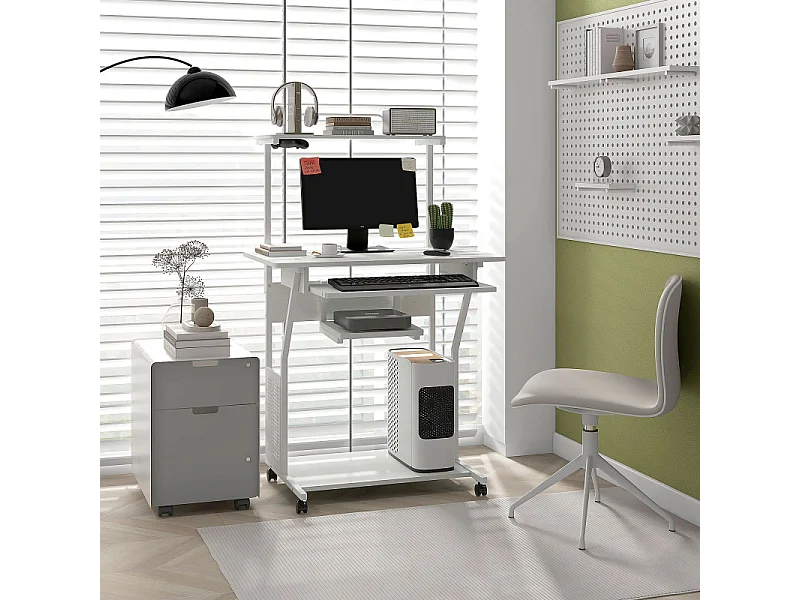 Station de travail mobile avec tablette MOBILEX blanc