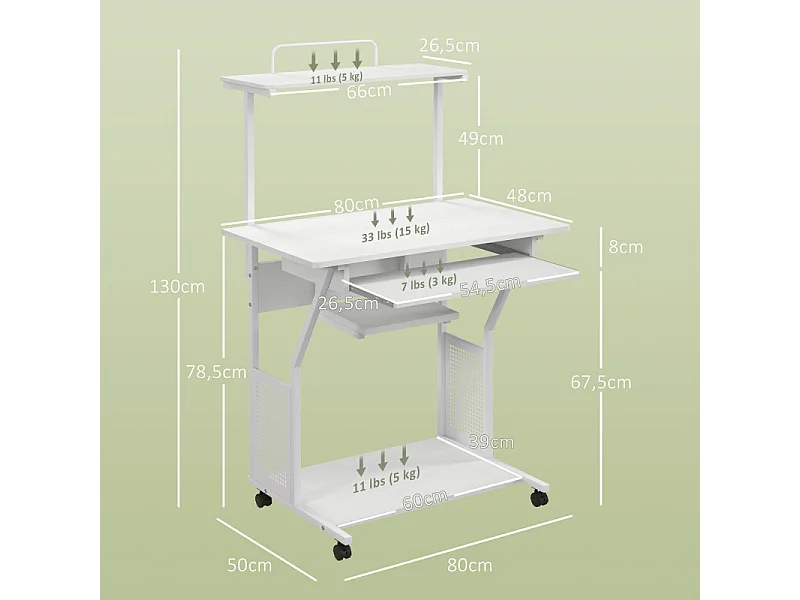 Station de travail mobile avec tablette MOBILEX blanc