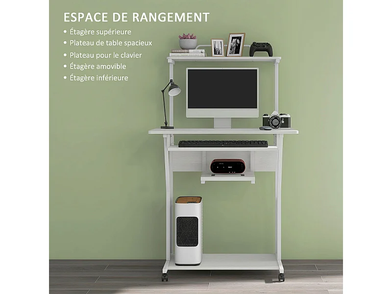 Station de travail mobile avec tablette MOBILEX blanc