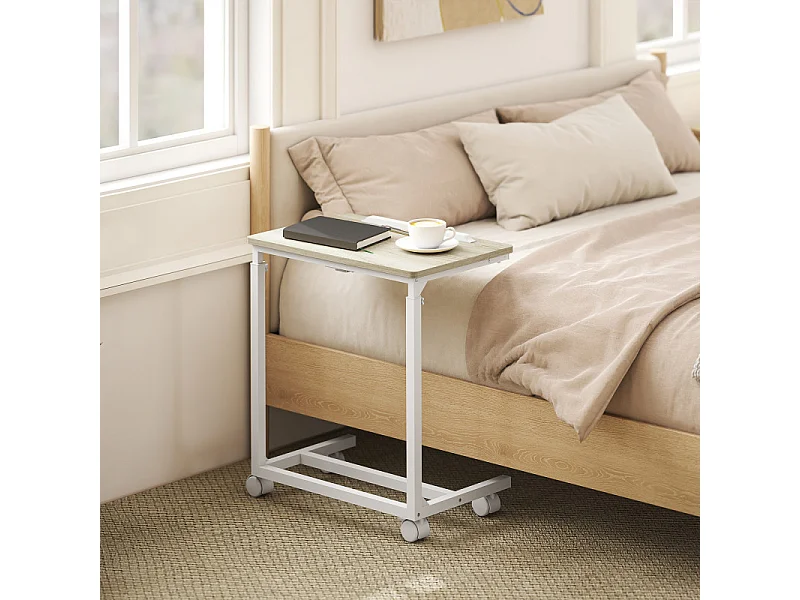 Table de lit mobile réglable LIFTWOOD aspect bois et blanc