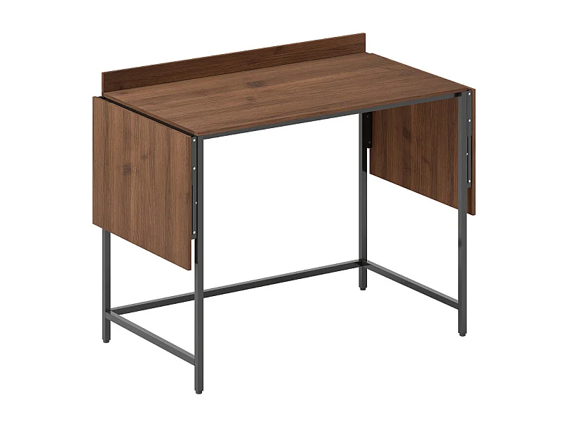 Bureau 2 rallonges pliables VELIA aspect noyer et noir