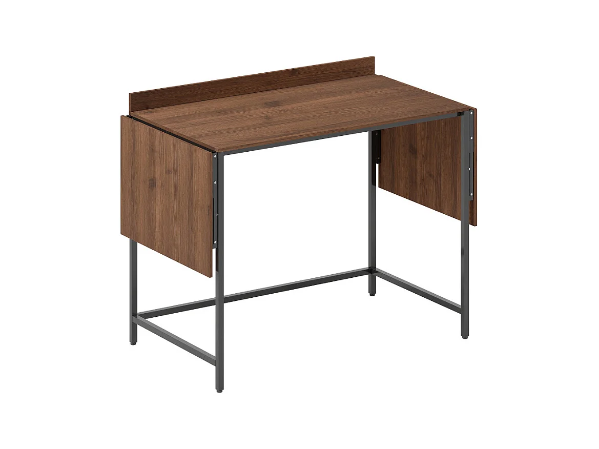 Bureau 2 rallonges pliables VELIA aspect noyer et noir