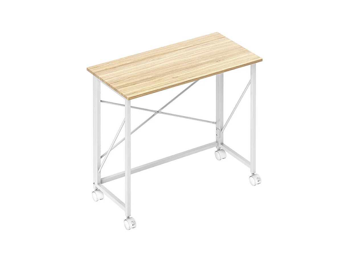 Bureau pliable KAELYS aspect chêne clair et blanc