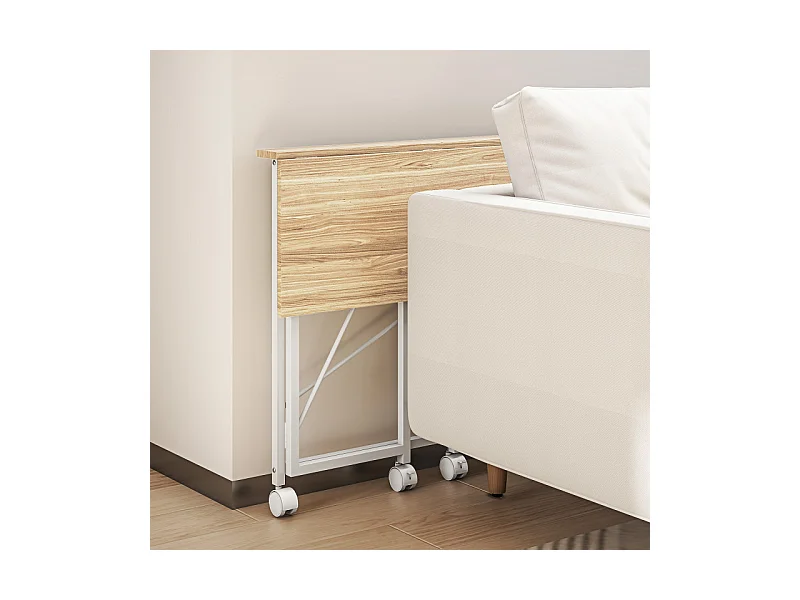 Bureau pliable KAELYS aspect chêne clair et blanc