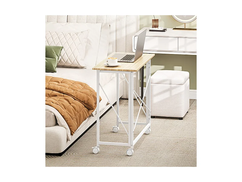 Bureau pliable KAELYS aspect chêne clair et blanc