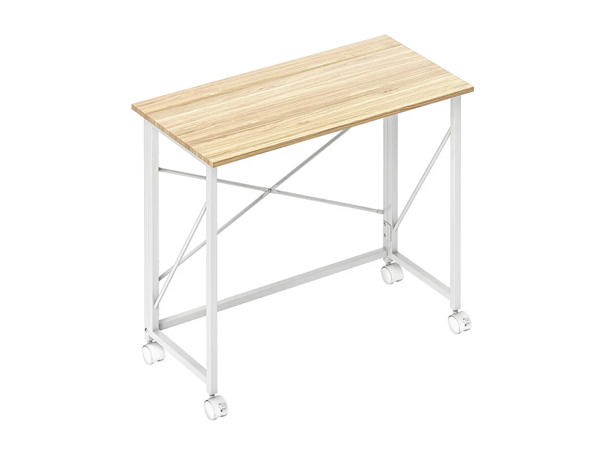 Bureau pliable KAELYS aspect chêne clair et blanc