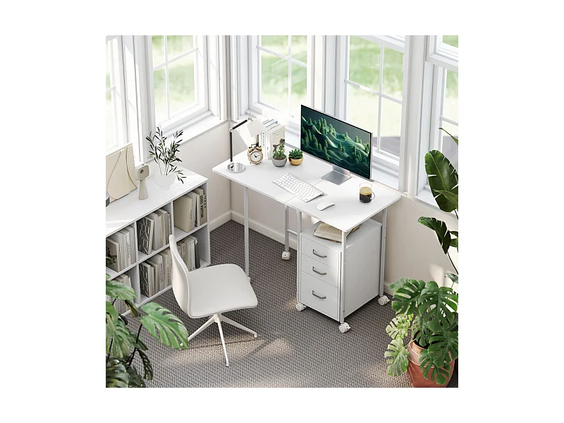 Station informatique bureau BENZO blanche
