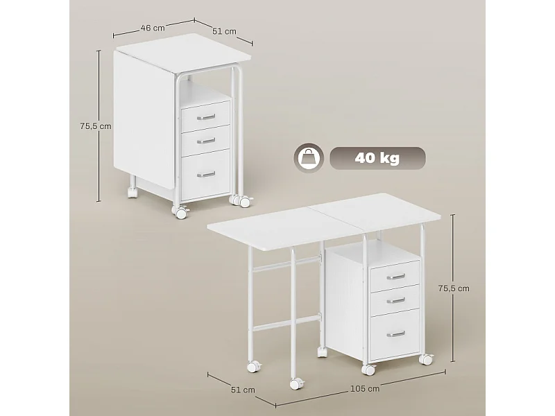 Station informatique bureau BENZO blanche