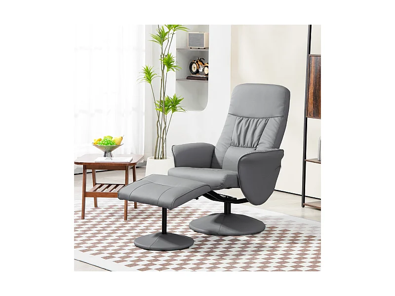 Fauteuil relax inclinable avec repose-pied WYATT gris