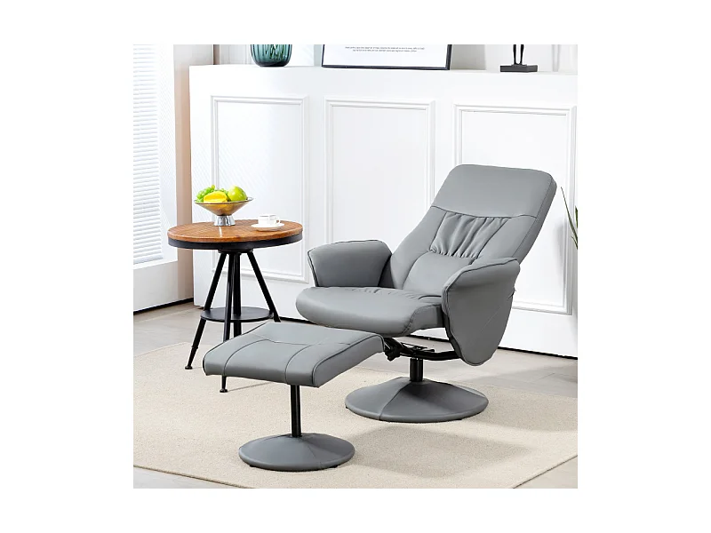Fauteuil relax inclinable avec repose-pied WYATT gris
