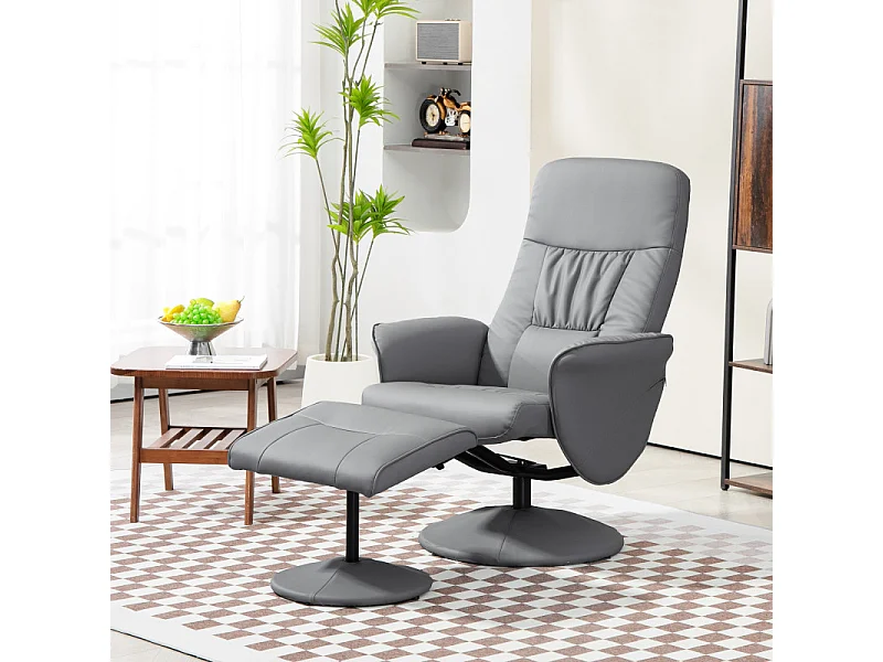 Fauteuil relax inclinable avec repose-pied WYATT gris
