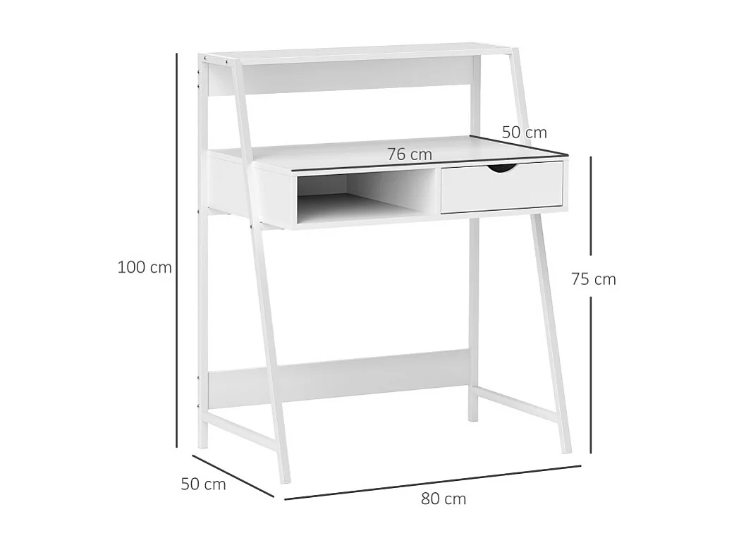 Bureau secrétaire multi-rangement MELYA blanc
