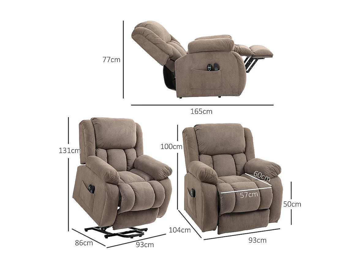 Fauteuil releveur massant inclinable DONATELLA marron