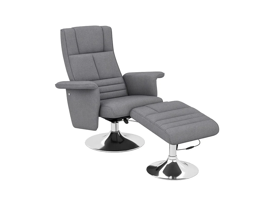 Fauteuil relax massant inclinable avec repose-pied GRAYSON gris