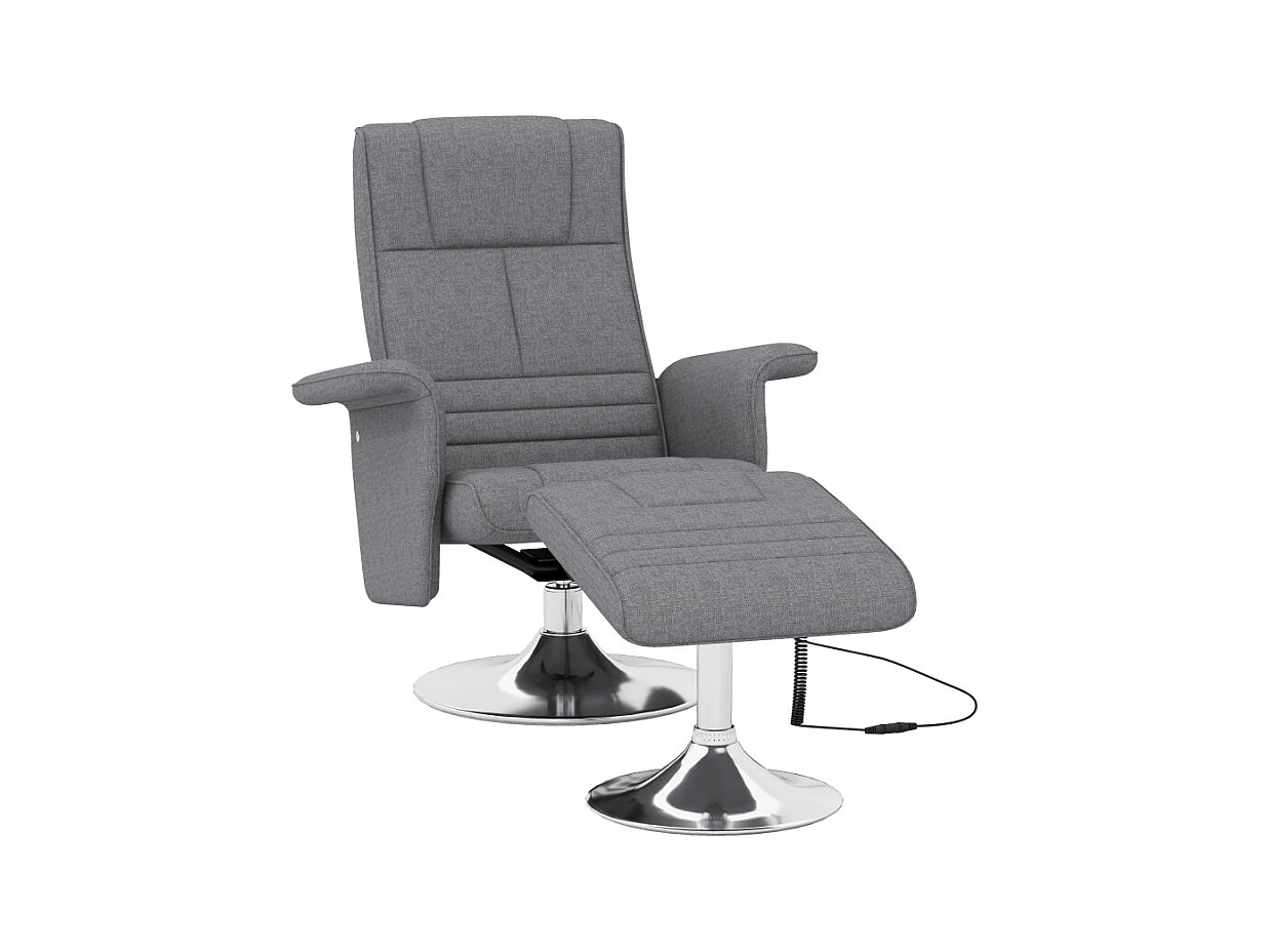 Fauteuil relax massant inclinable avec repose-pied GRAYSON gris