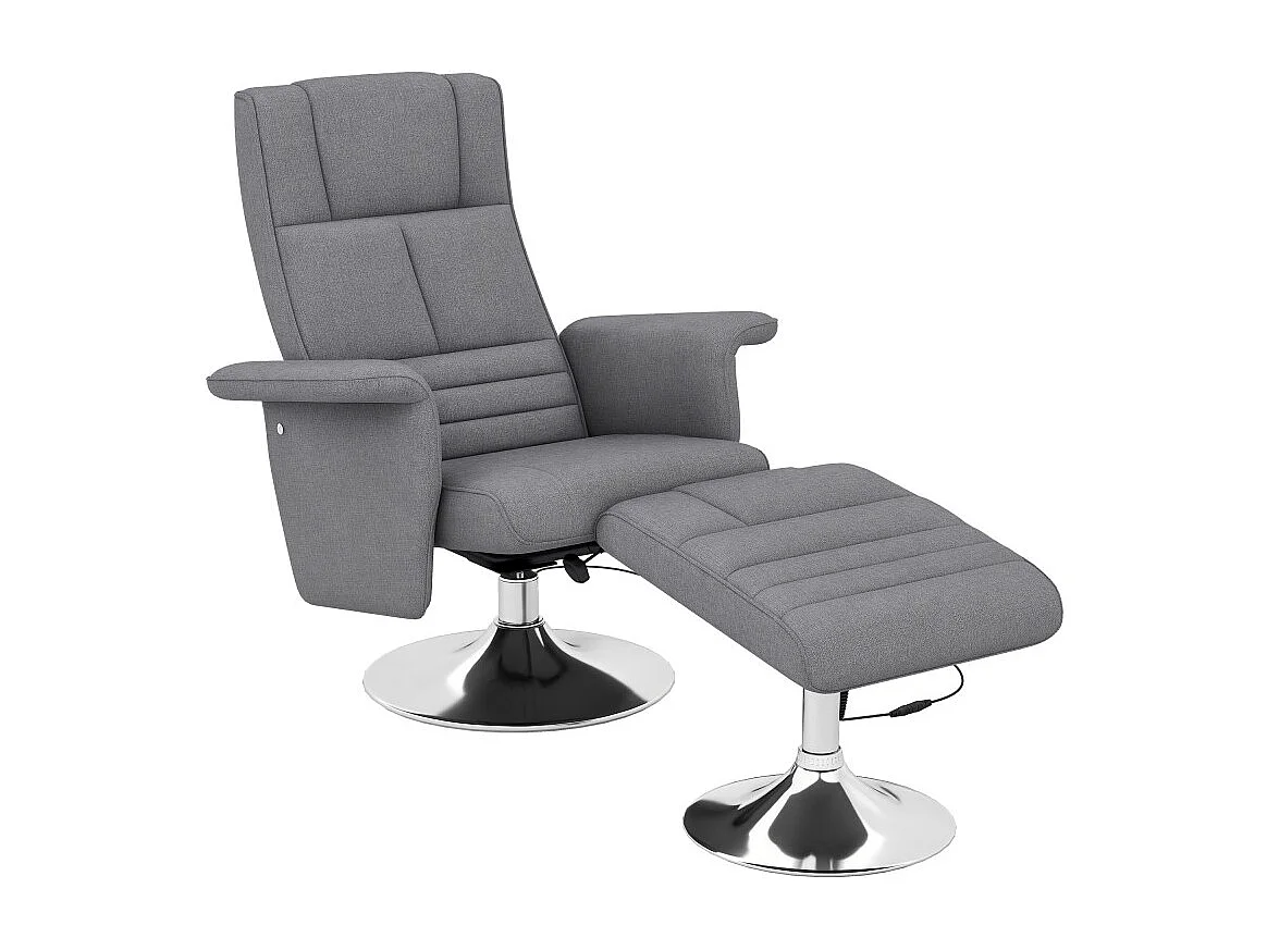Fauteuil relax massant inclinable avec repose-pied GRAYSON gris