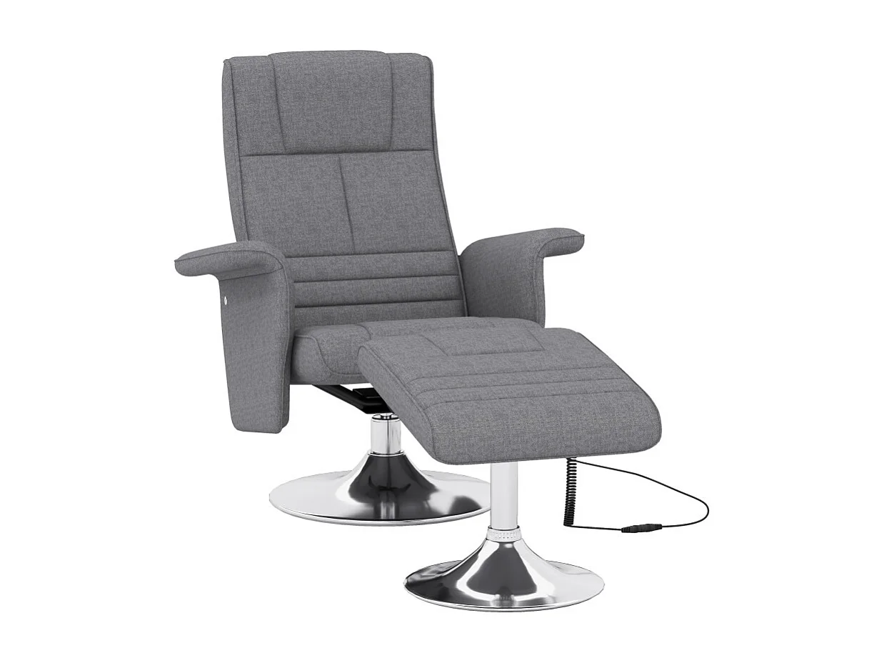 Fauteuil relax massant inclinable avec repose-pied GRAYSON gris