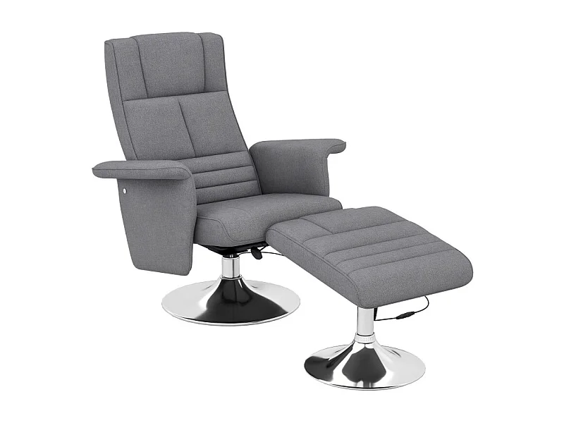 Fauteuil relax massant inclinable avec repose-pied GRAYSON gris