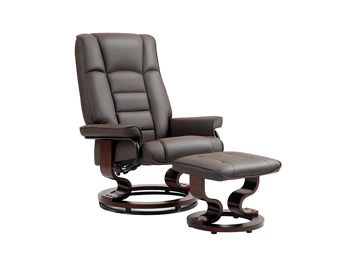 Fauteuil relax pivotant avec repose-pied DWAYNE chocolat