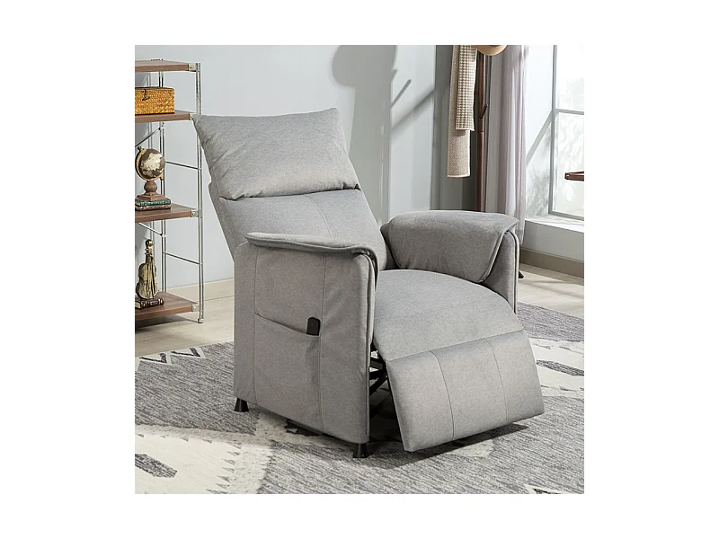 Fauteuil relax électrique inclinable LORENZO velours gris