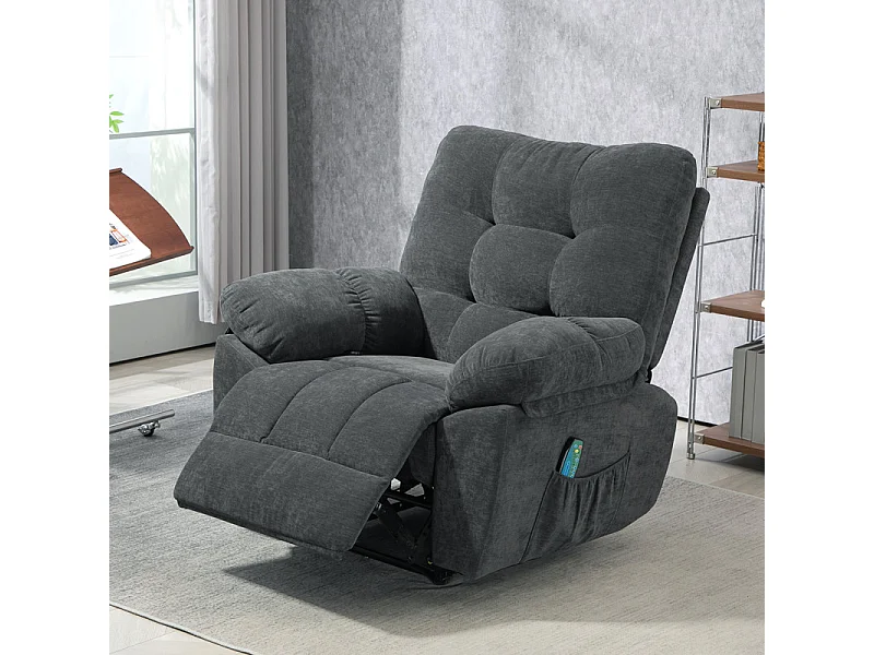 Fauteuil de massage chauffant FABRIZIO gris charbon
