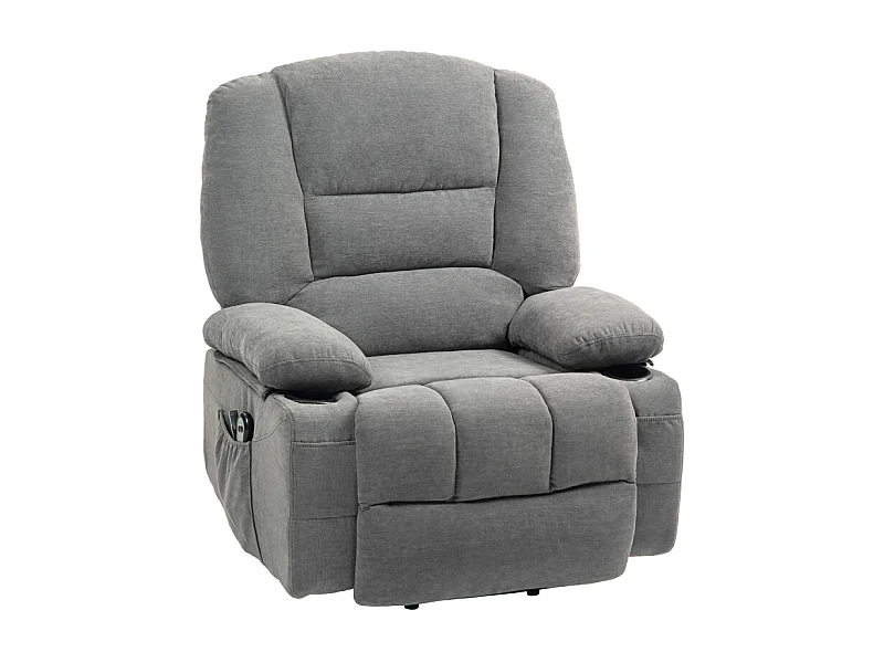 164 Fauteuil releveur électrique massant MASSIMO tissu gris foncé