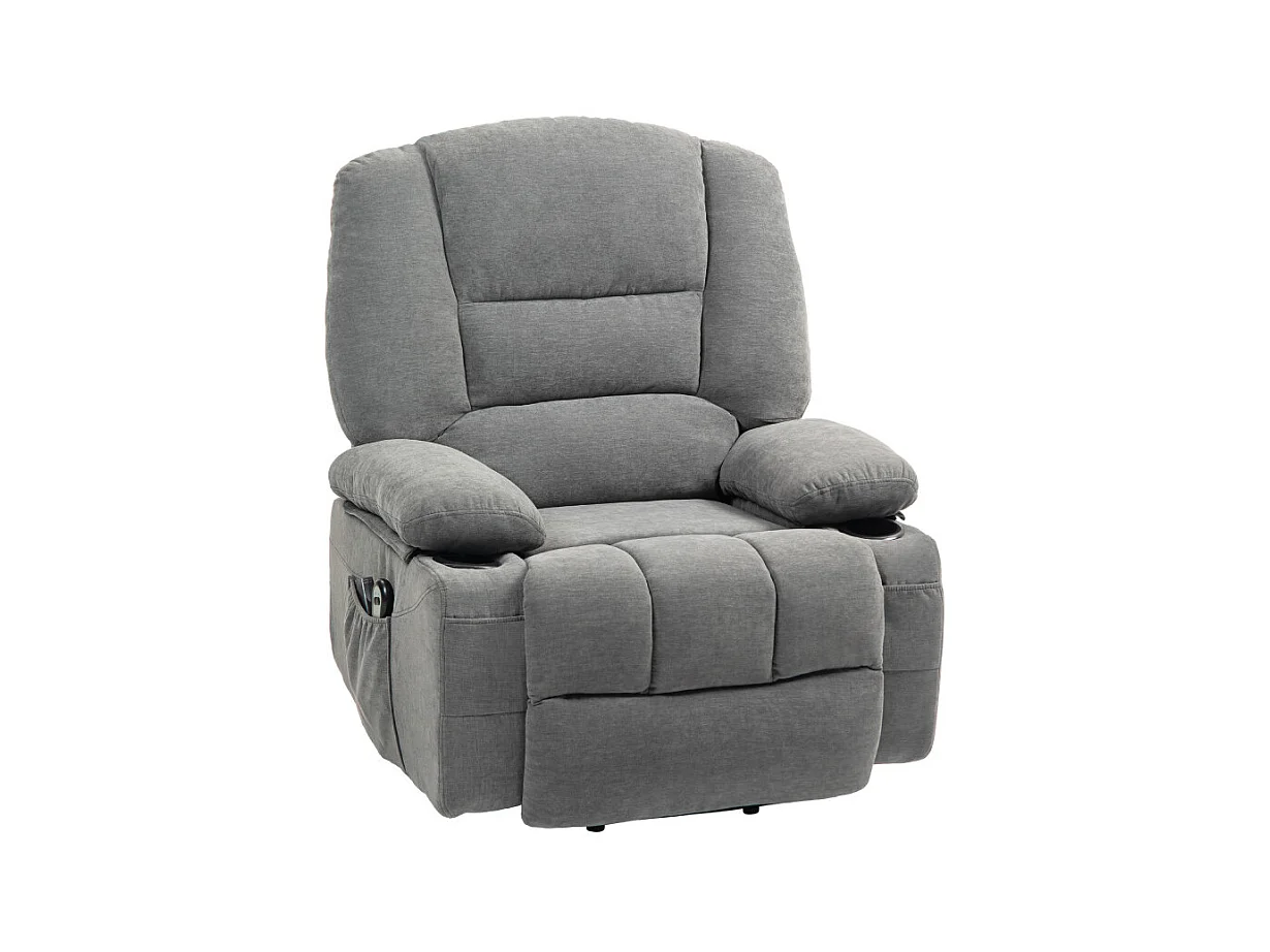 164 Fauteuil releveur électrique massant MASSIMO tissu gris foncé