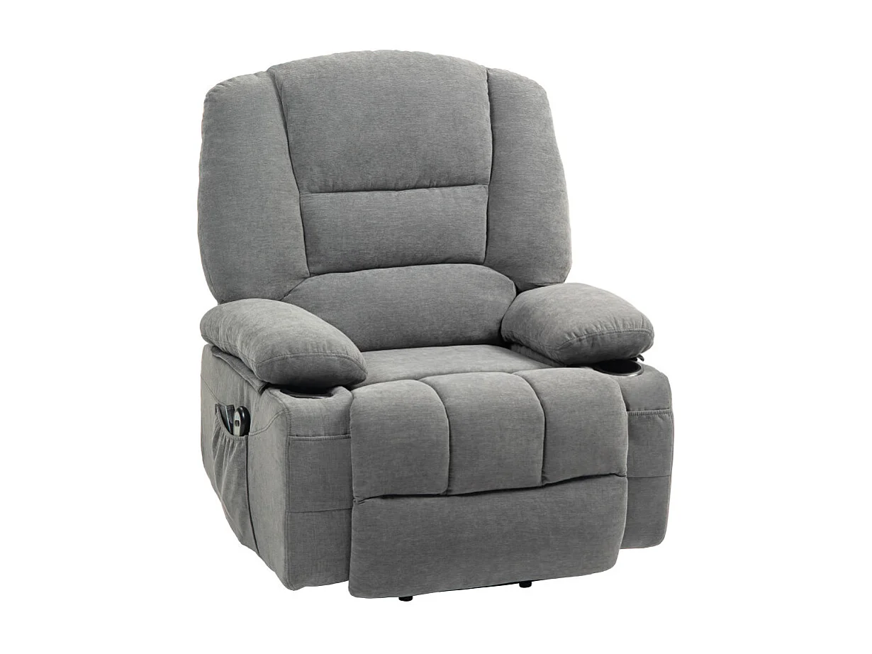 164 Fauteuil releveur électrique massant MASSIMO tissu gris foncé