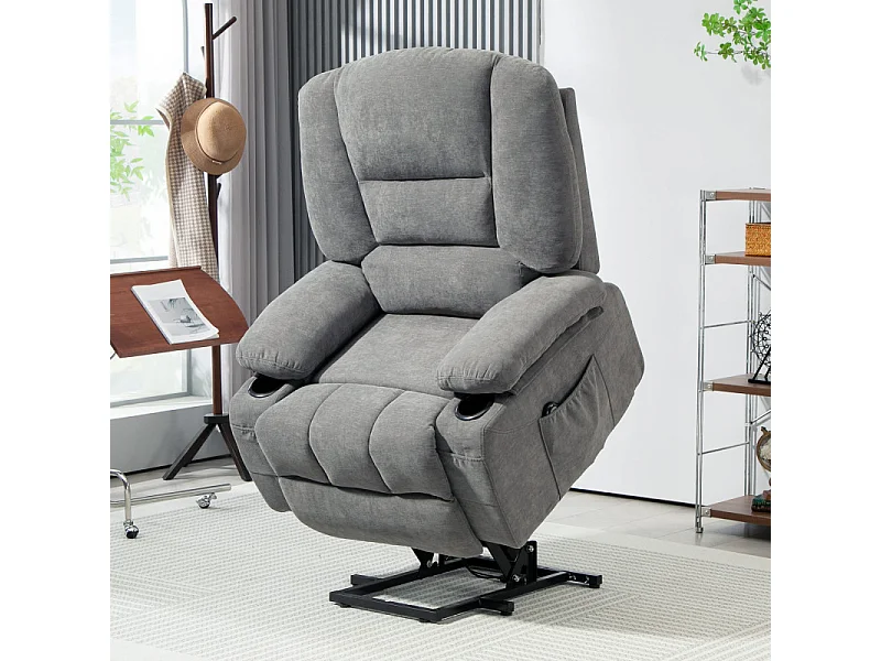 164 Fauteuil releveur électrique massant MASSIMO tissu gris foncé