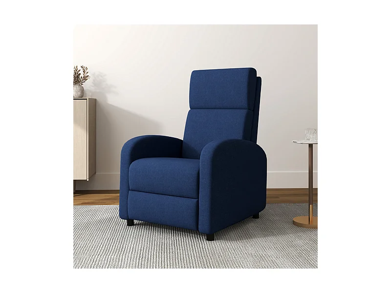 Fauteuil relax inclinable avec repose-pieds MATTEO bleu