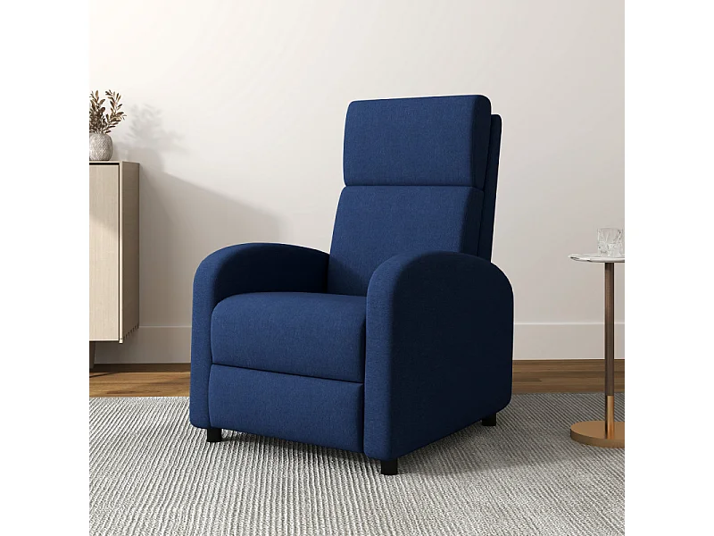 Fauteuil relax inclinable avec repose-pieds MATTEO bleu