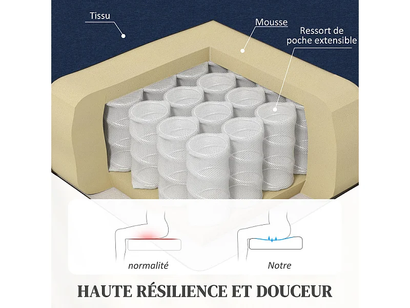 Fauteuil relax inclinable avec repose-pieds MATTEO bleu