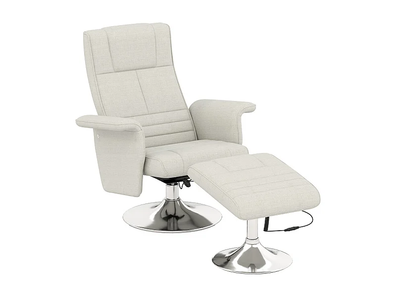 Fauteuil relax massant inclinable avec repose-pieds TYSON grège clair