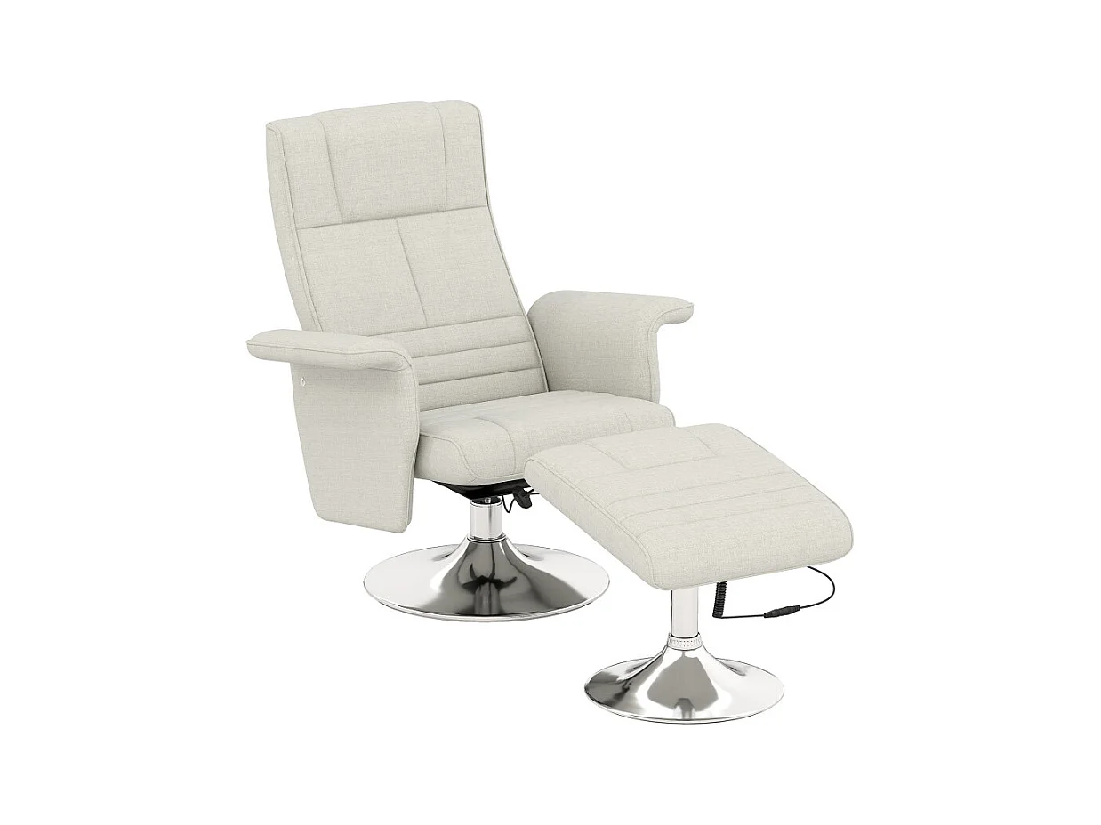 Fauteuil relax massant inclinable avec repose-pieds TYSON grège clair