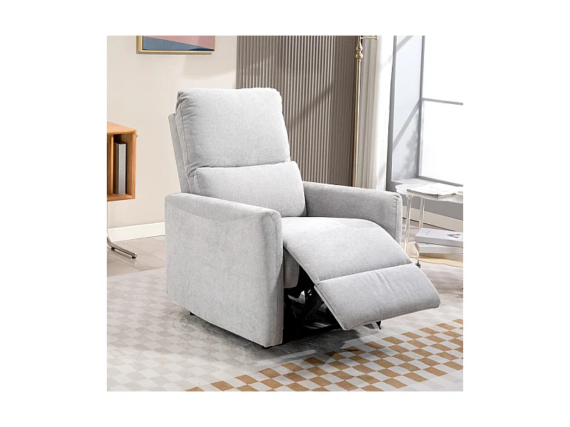 Fauteuil de relaxation inclinable ENZO lin gris clair