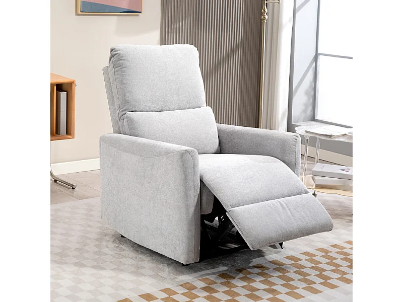 Fauteuil de relaxation inclinable ENZO lin gris clair