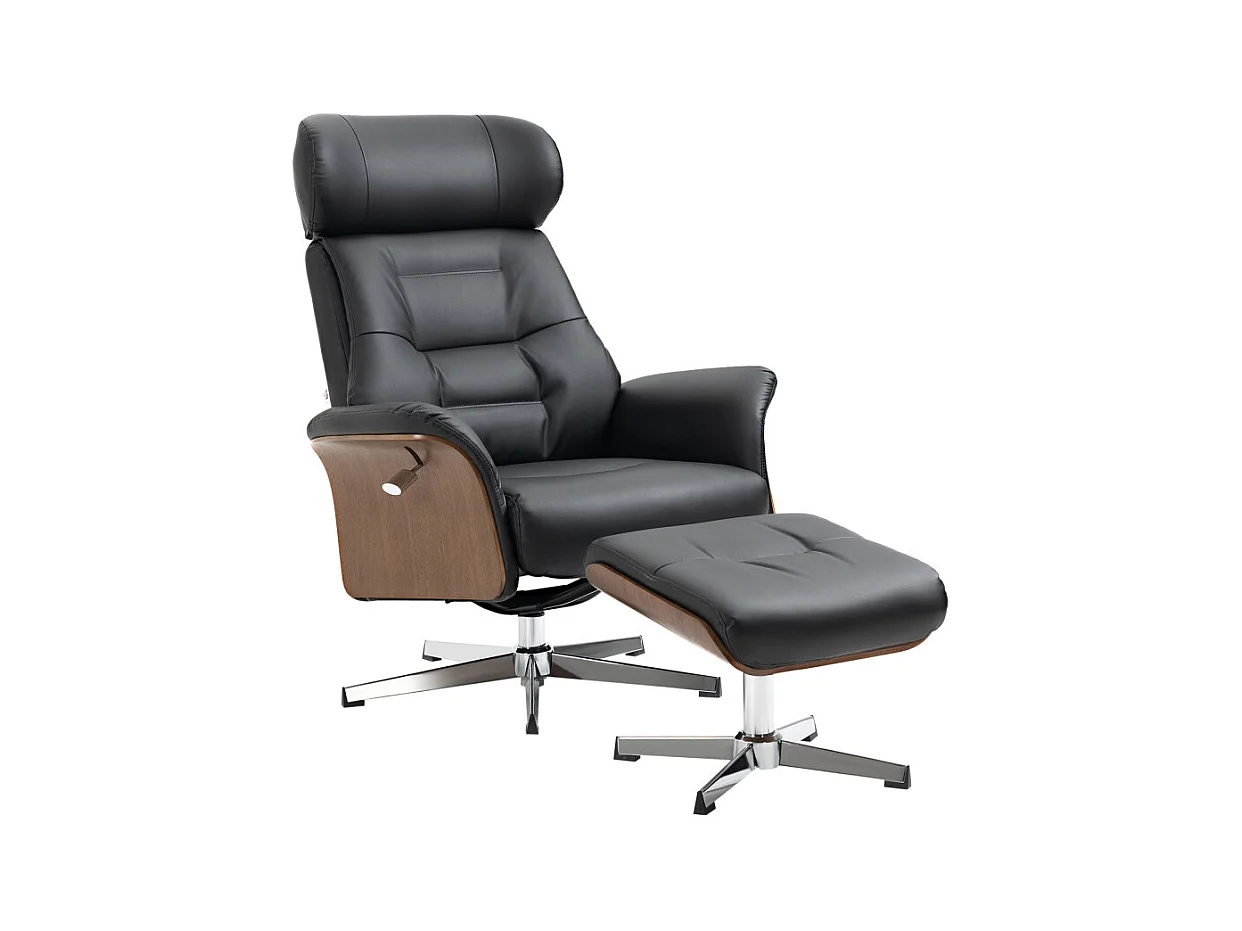 Fauteuil relax design avec repose-pieds FRANKLIN noir