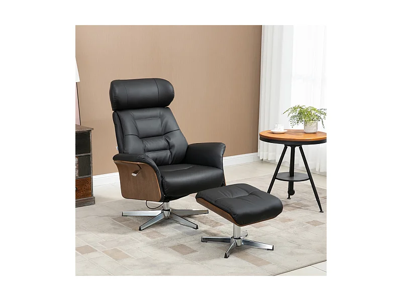 Fauteuil relax design avec repose-pieds FRANKLIN noir