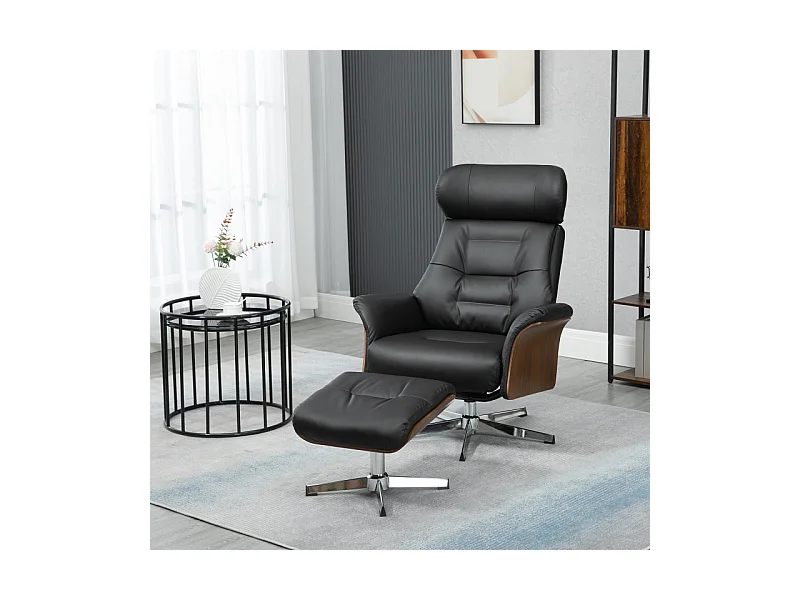 Fauteuil relax design avec repose-pieds FRANKLIN noir
